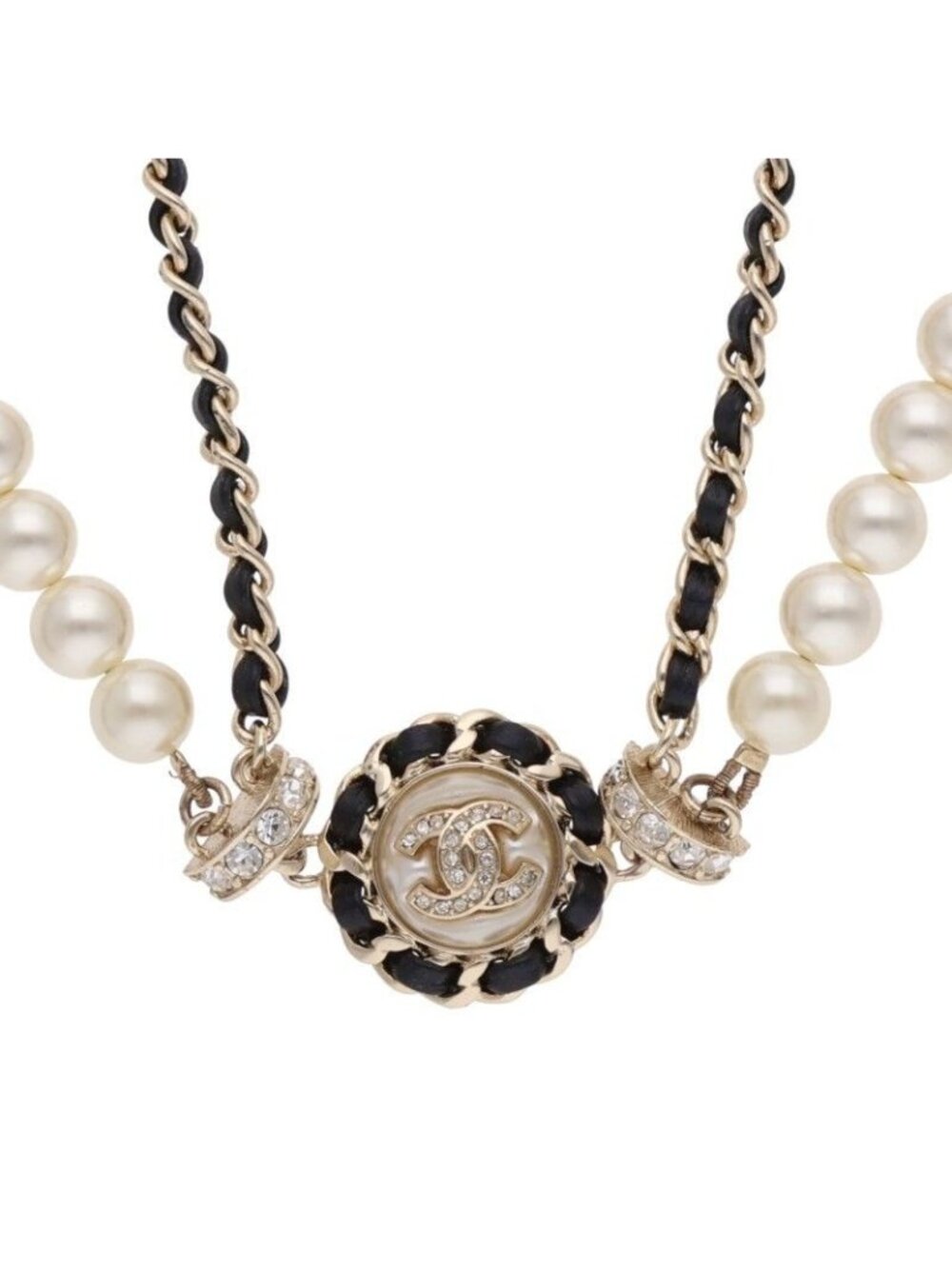 Chanel CC Logo Faux Pearl Choker Necklace
